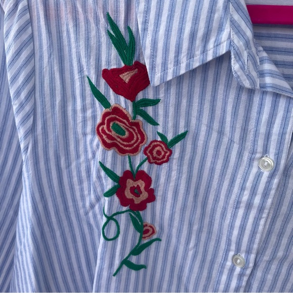 Chelsea Studio Striped Embroidered Tunic Top Size 1X (22/24) - Picture 7 of 11